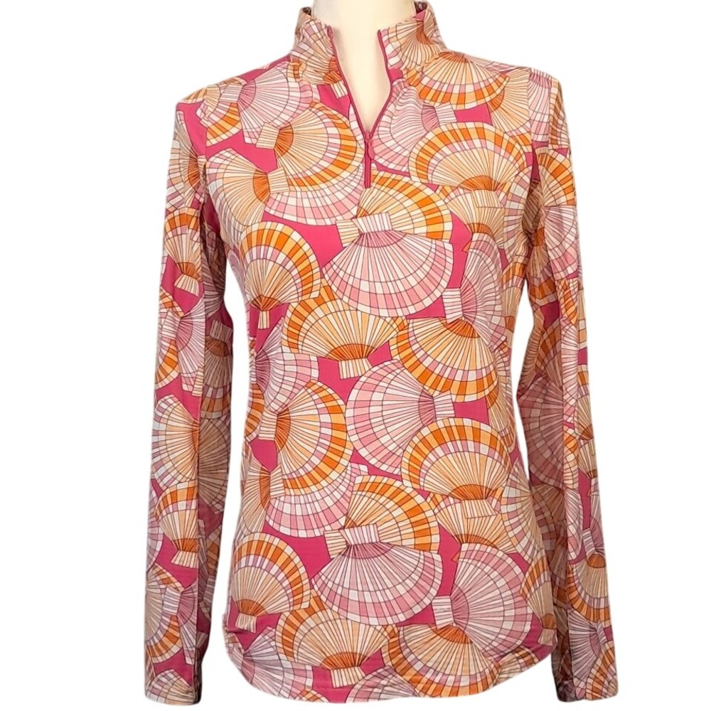 IBKUL Women's XS‎ Seashell 1/4 Zip Mock Neck Vented Golf Shirt Athleisure